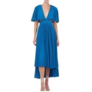 AMUR Dara Ocean Blue Pleated Cutout Midi Dress - Size 6